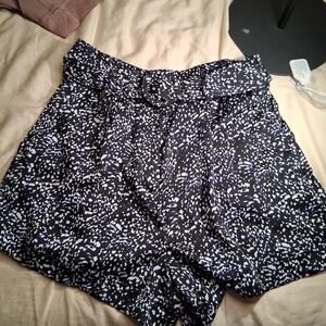 Express High Waist Black and White Patterned Shorts